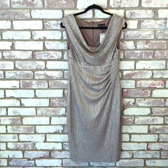 connected apparel | Dresses | Nwt Connected Apparel Metallic Silver Midi  Dress | Poshmark